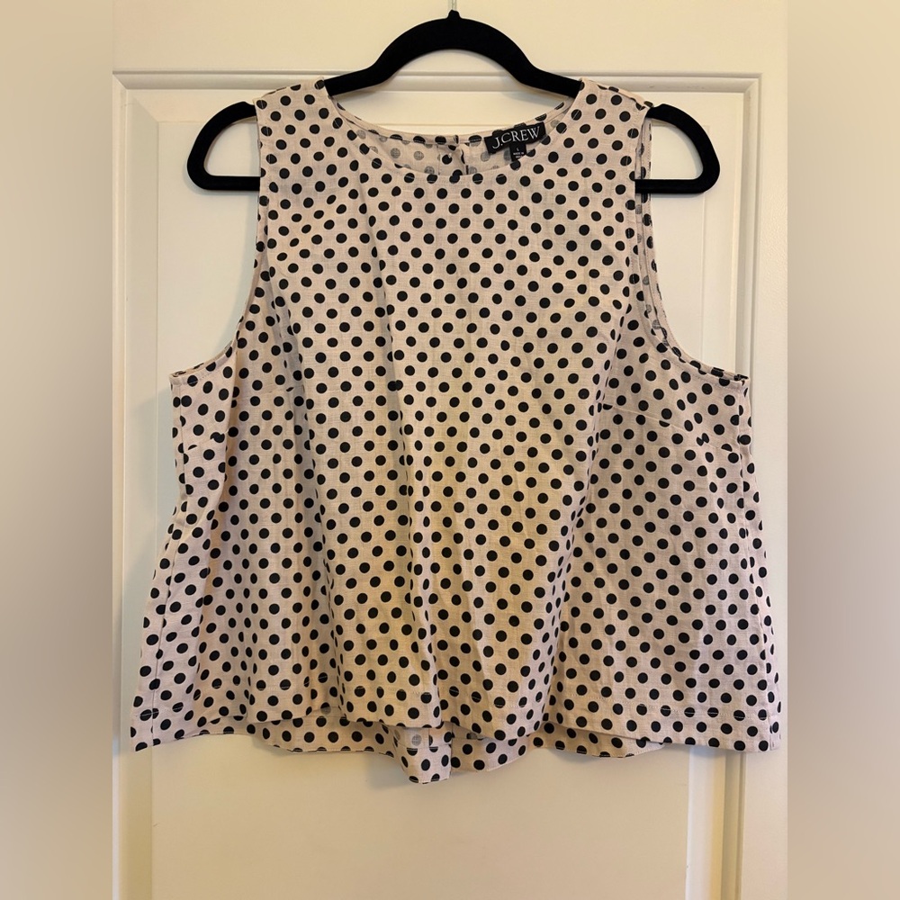 J Crew Maxine Button-Back Top in Dot Linen, size L, new condition - Picture 3 of 7